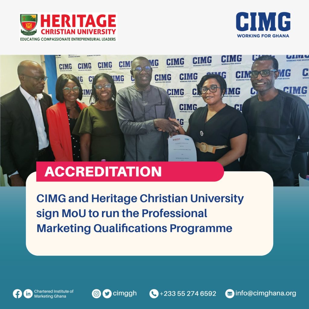 CIMG AND HERITAGE CHRISTIAN UNIVERSITY SIGN MOU TO RUN THE PROFESSIONAL MARKETING QUALIFICATIONS PROGRAMME